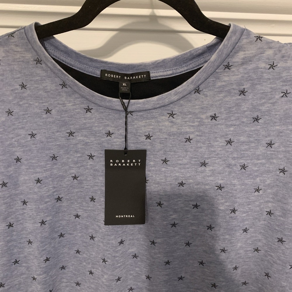 Robert Barakett Cartwright T-Shirt Sz XL Stretch, 5-Point Nautical Stars, Blue - Picture 2 of 5